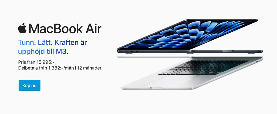 Apple MacBook Air. Tunn. Lätt. Kraften är upphöjd till M3. Köp nu.