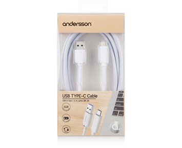 Andersson Usb 3 1 Gen 1 C A 3m White 3a Usb C Kabel For Snabb Laddning Och Overforing
