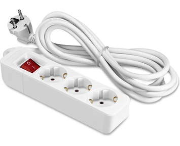 ON Extension lead 3-way socket grounded with switch, 3m
