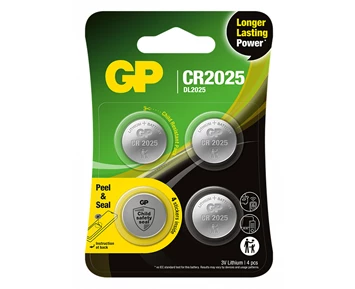 GP Knappcell Litium CR2025, 4-pack
