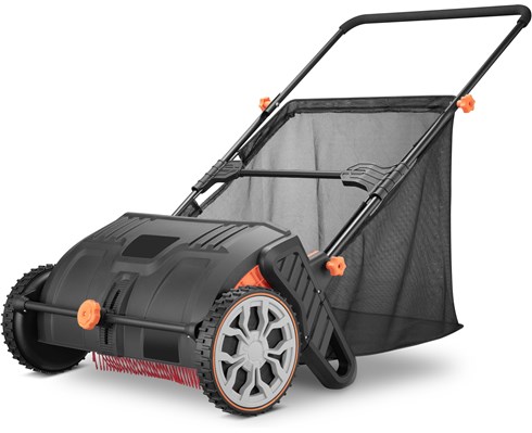 Handdriven lövsamlare med stor avfallsbehållare