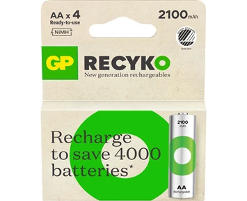 GP ReCyko AA-batteri, 2100 mAh, 4-pack