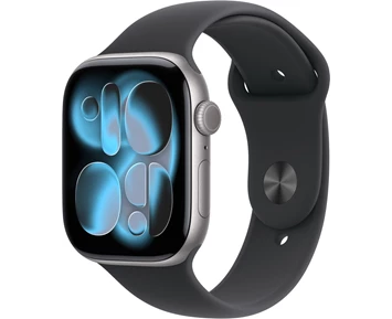 Watch Series 11 GPS + Cellular 46mm Space Grey Aluminium Case with Black Sport Band - S/M