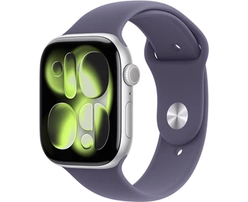 Watch Series 11 GPS + Cellular 46mm Silver Aluminium Case with Purple Fog Sport Band - M/L