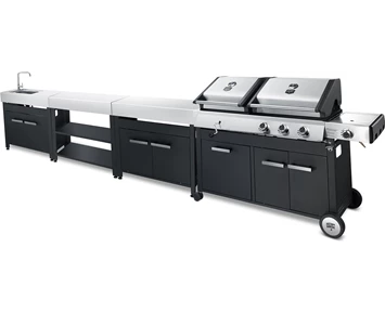 Austin and Barbeque AABQ - Classic Combo Charcoal/3+1B + AABQ Side Table Open + AABQ Side Table With Doors + AABQ Side Table With Sink