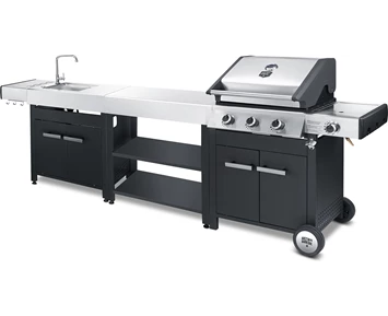 Austin and Barbeque AABQ - Classic 3+1B + AABQ Side Table With Sink + AABQ Side Table Open