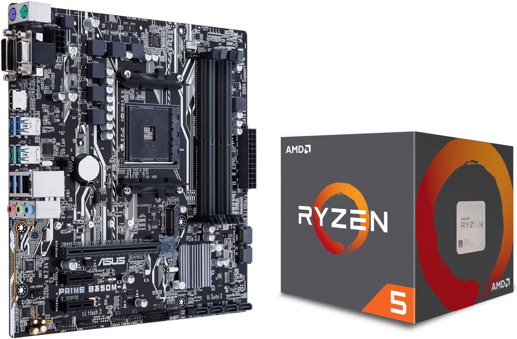 Ryzen 5 - 1600 + Asus prime B350M-A - Asus Prime moderkort med AMD