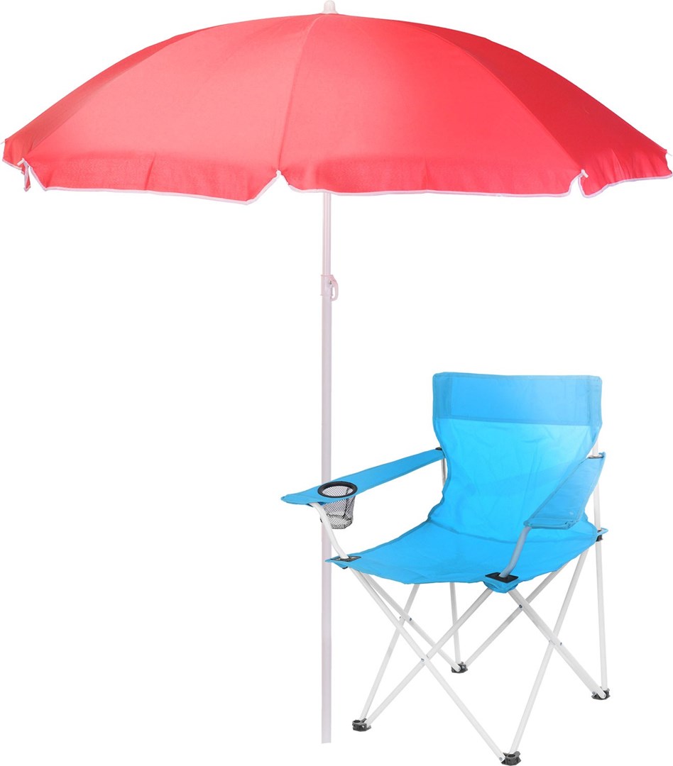 Foldning chair + Umbrella Hopfällbar campingstol med skuggande parasoll