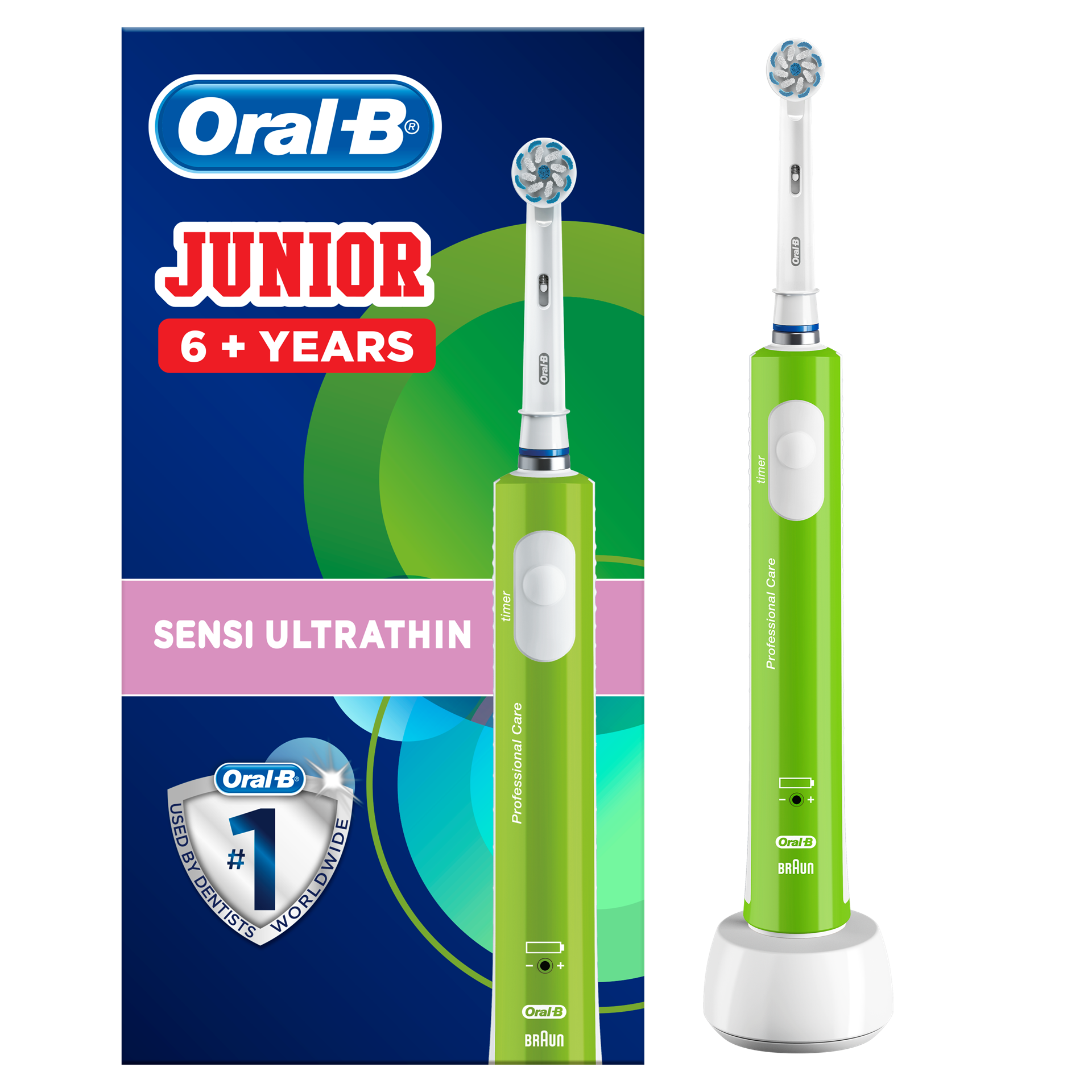 OralB Junior 6+ Grön OralB eltandborste för barn från 6 år