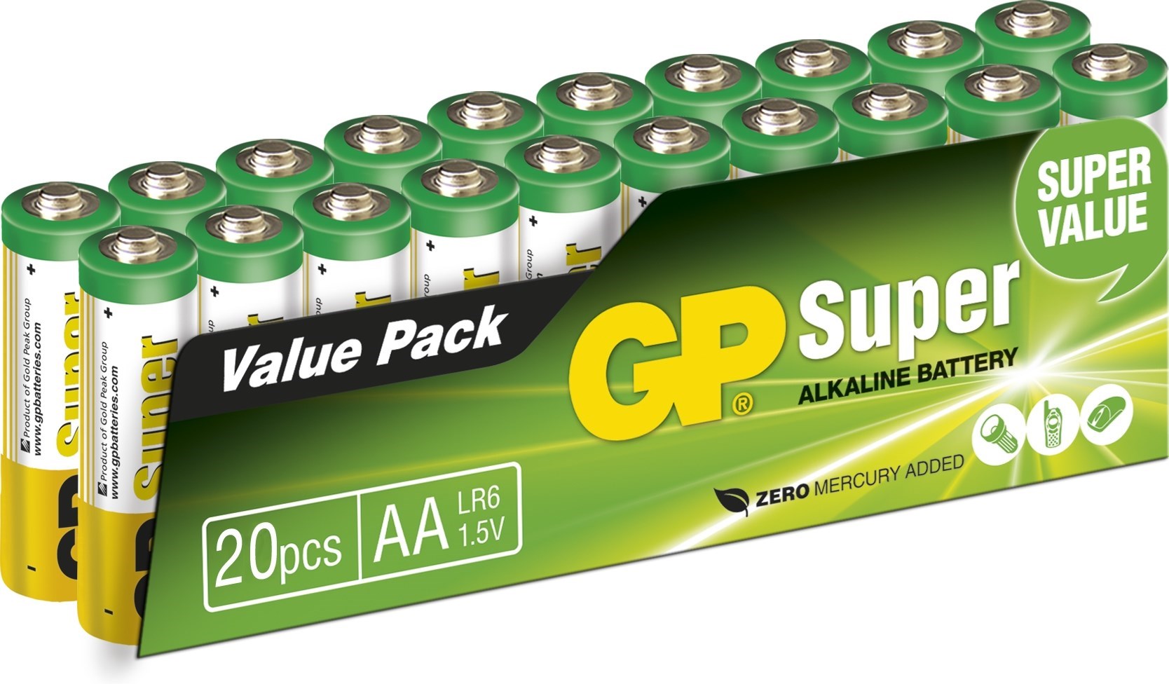 GP Super Alkaline AA batteri, 15A/LR6, 20-pack | NetOnNet