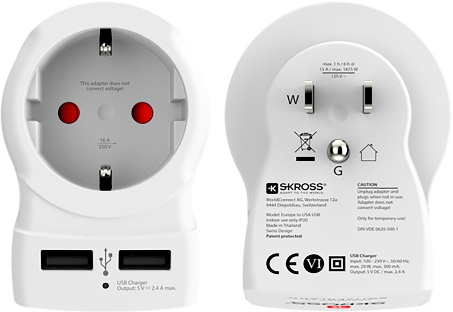 SKROSS Country Travel Adapter Europe to USA U...