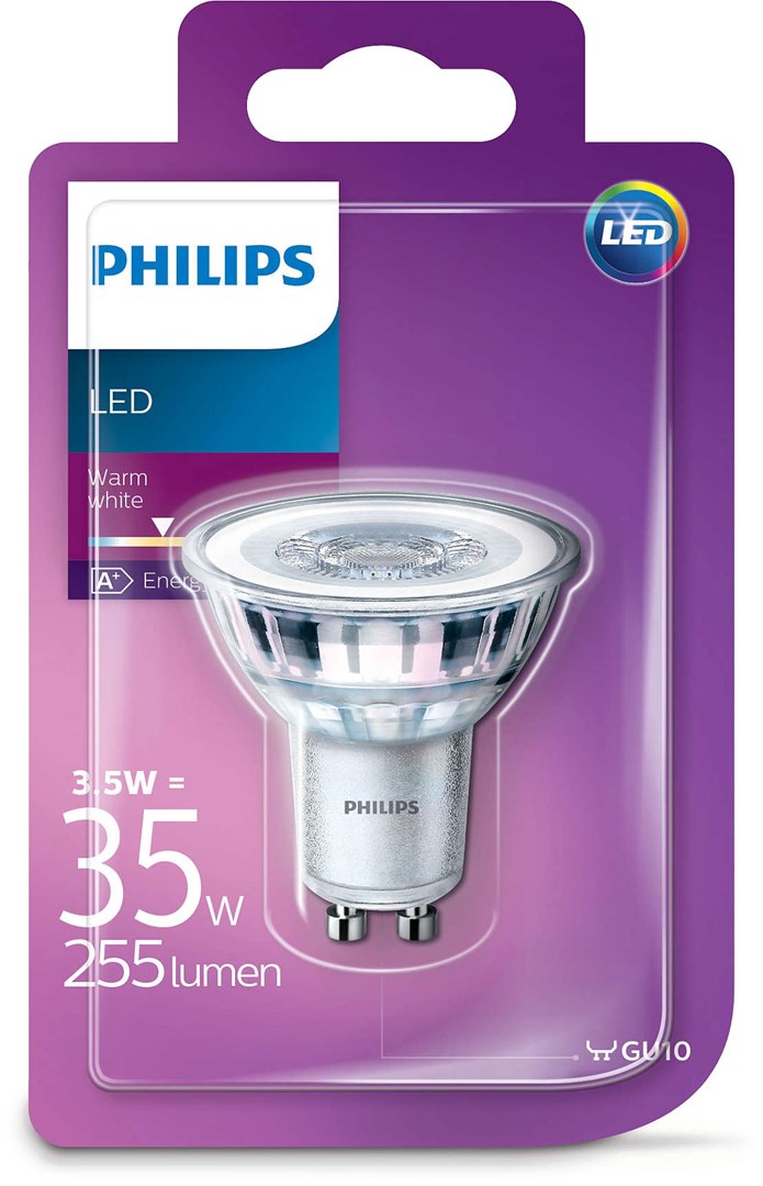 Lot De 10 Ampoules LED Philips Corepro GU10 3.5W (équiv. 35W) Blanc Froid 4000K - Non Dimmable, Angle 36°
