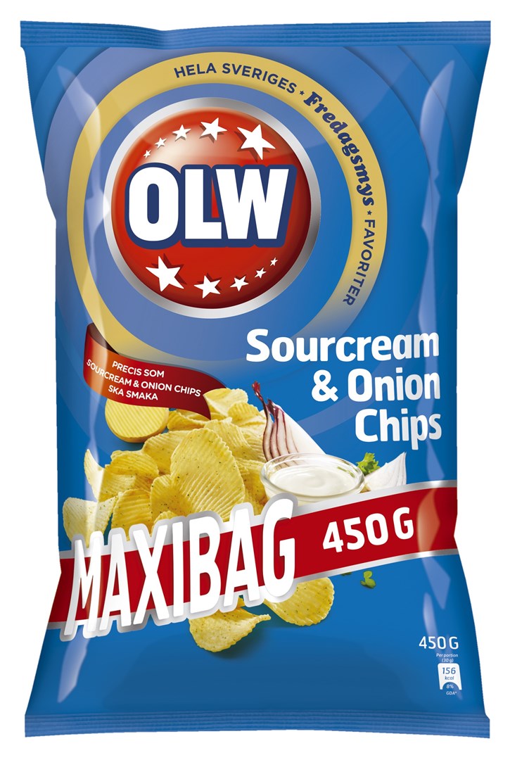 OLW Sourcream & Onion 450g OLW Sourcream & Onion Maxibag 450g