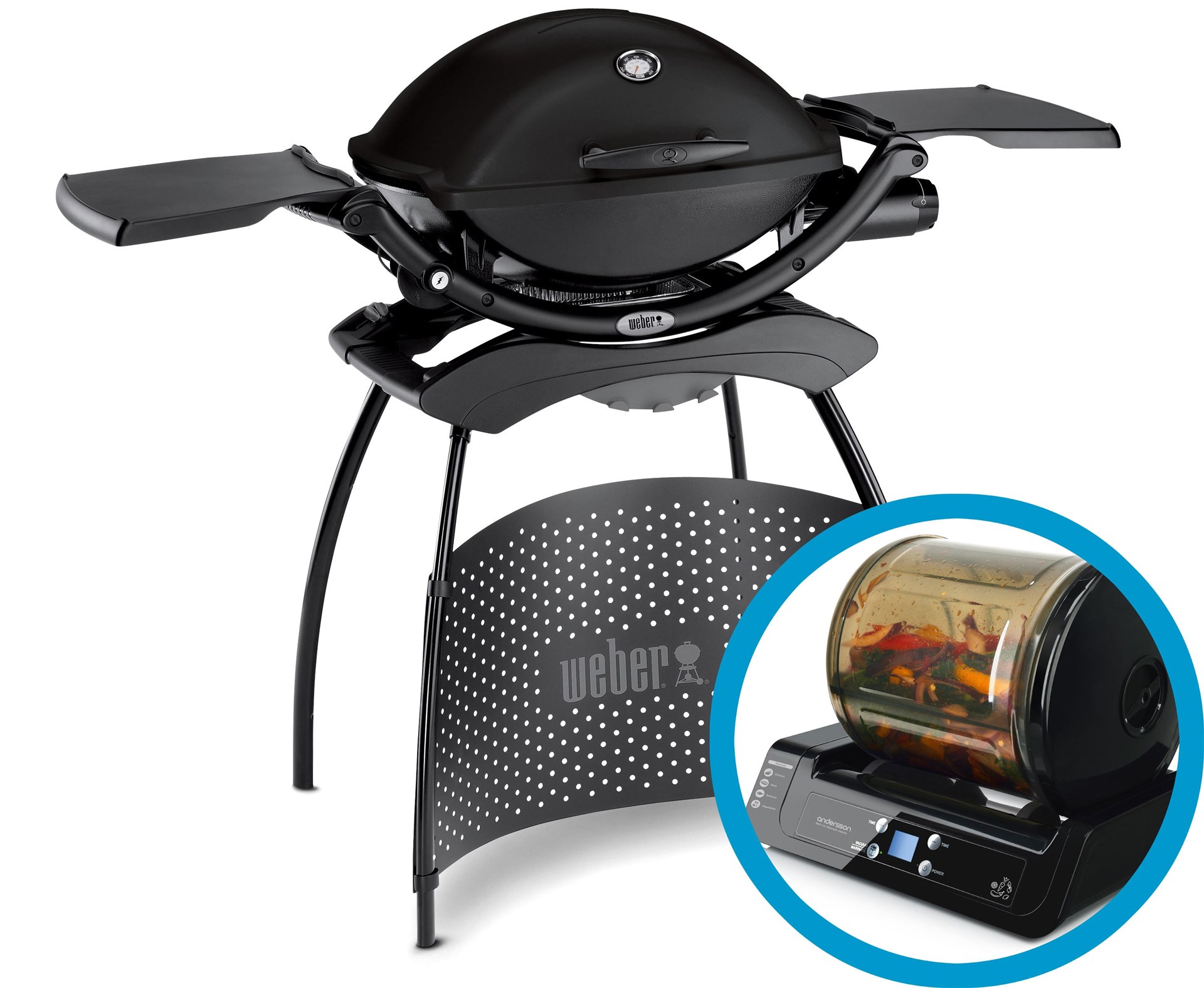 er Q2200 + MAR 2.0 Gasolgrill inklusive stativ och grillmarinator