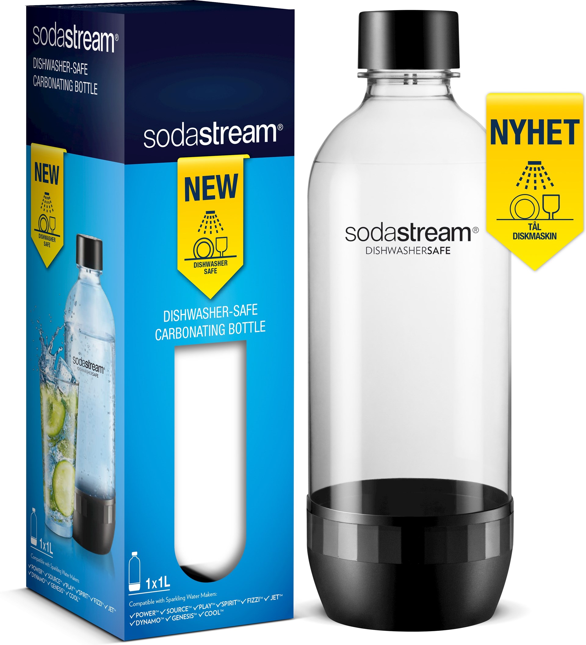 SodaStream DWSbottle 1 litre Diskmaskinsäker SodaStreamflaska med 1