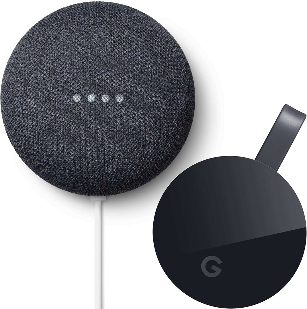 Google Chromecast Ultra + Nest Mini Paket med Chromecast Ultra och