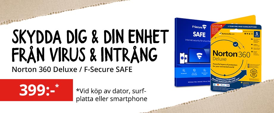 Skydda dig själv och din data. Köp säkerhetsprogram tillsammans med din nya dator, surfplatta eller mobil.
